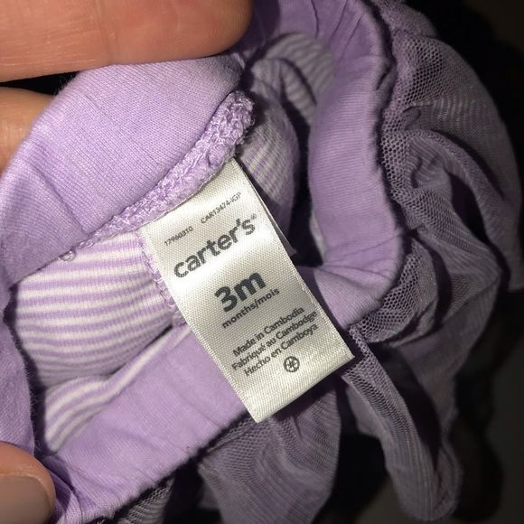 CARTER’S purple stripe tutu leggings purple tutu pants size 3 months - Picture 4 of 4